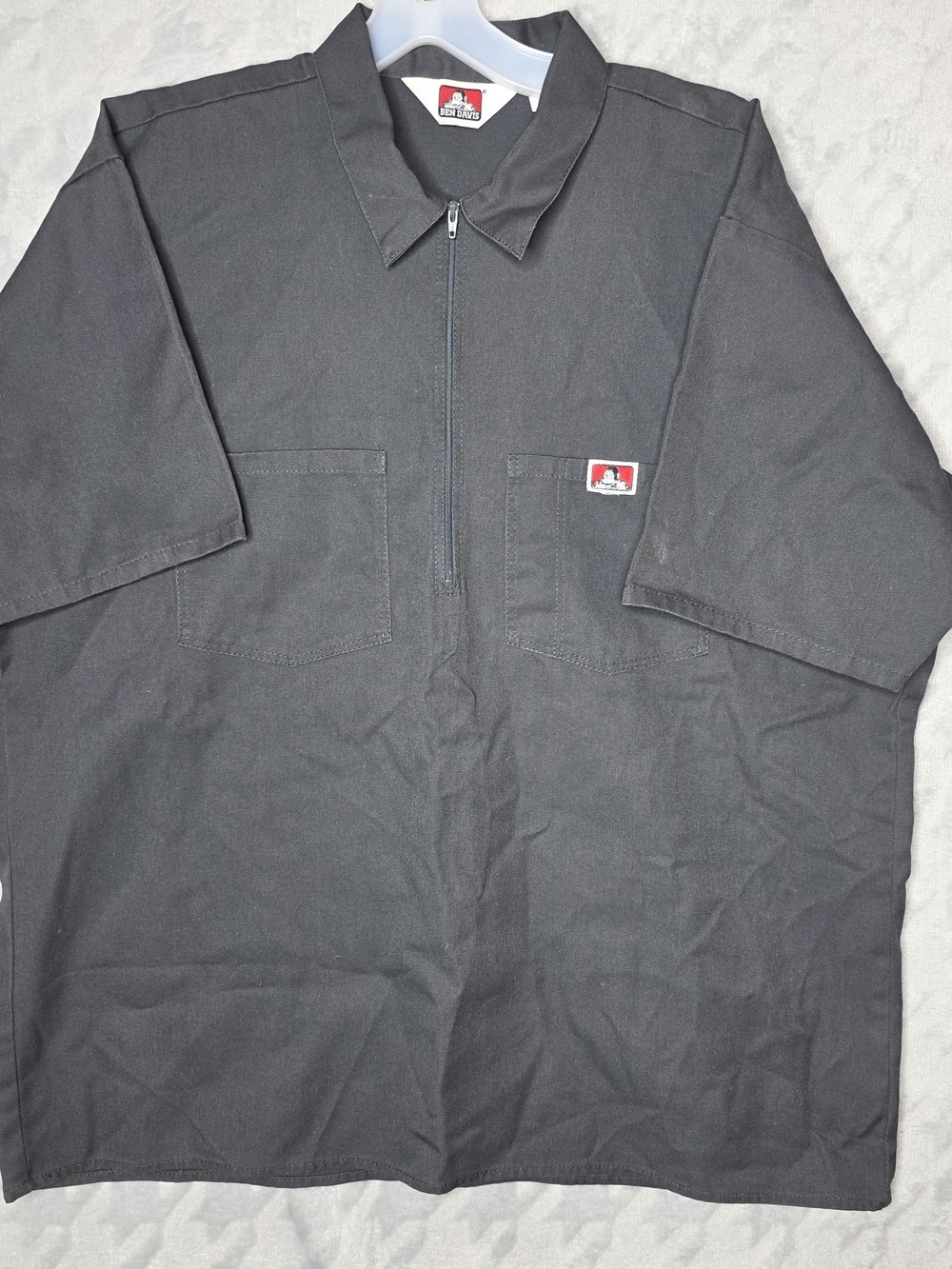 Vintage Ben Davis Gray Short-Sleeve Half Zip Work Shirt Mens XL
